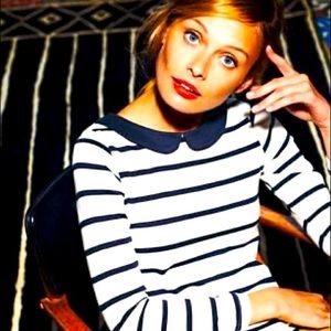 Boden Breton Peter Pan Collar Striped Long Sleeve